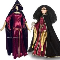 P344 DRESS AND CLOAK Mother Gothel Rapunzel Tangled PRINCESS PARTY COSPLAY COSTUME  - Thumbnail 4
