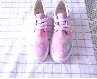 Harajuku pink galaxy painted canvas shoes