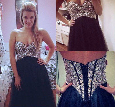 Classy Black Prom Dresses,Strapless Prom Dresses,Tulle Prom Dresses, Evening Dresses,Sparkly Prom Dresses,PD39008