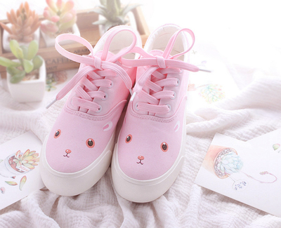 Harajuku cute rabbit hand-painted canvas shoes