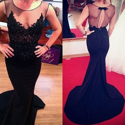 Elegant Sexy Prom Dresses,Lace Appliques Prom Dresses,Black Evening Dresses,Floor Length Prom Gowns,PD390045
