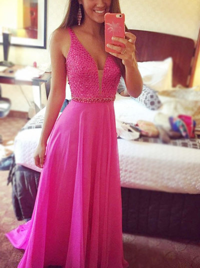 Charming Prom Dresses,A-Line Noble Prom Dresses,Deep V-Neck Prom Dresses,Beading Prom Dresses,Sexy Prom Dresses,PD390089