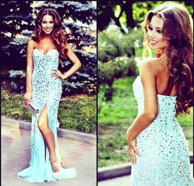 Gorgeous Sexy Prom Dresses,Crystal Prom Dresses,With Slit Prom Dresses,Strapless Prom Dresses,Long Prom Dresses,PD3900134