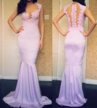 Largos Prom Dresses,V-Neck Prom Dresses,Mermaid Prom Dresses,Appliques Prom Dresses,Satin Prom Dresses,PD3900139