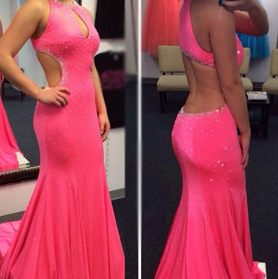 Largos High Quality Long Prom Dresses,O-Neck Prom Dresses,Beading Prom Dresses,Sexy Backless Prom Dresses,PD3900158