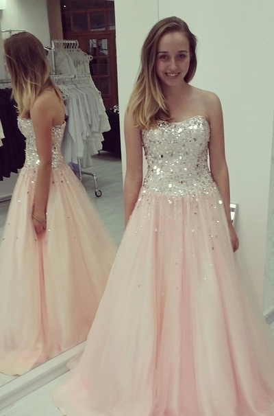 Elegant A-Line Prom Dresses,Chiffon Prom Dresses,Strapless Prom Dresses,Sequined Prom Dresses,Long Prom Dresses,PD3900190