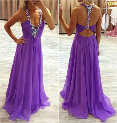 Pretty A-Line Prom Dresses,V-Neck Prom Dresses,Chiffon Prom Dresses,Beading Prom Dresses,Backless Prom Dresses,PD3900211