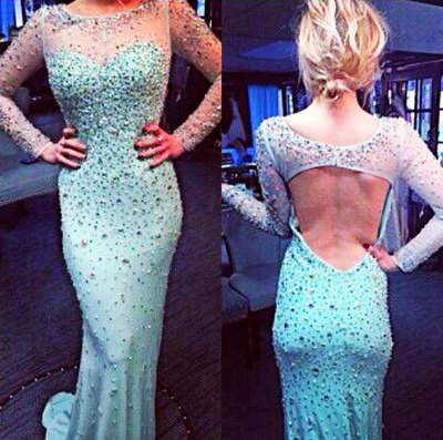 Gorgeous Mermaid Prom Dresses,O-Neck Prom Dresses,Beading Prom Dresses,Backless Prom Dresses,Evening Dresses,PD3900227