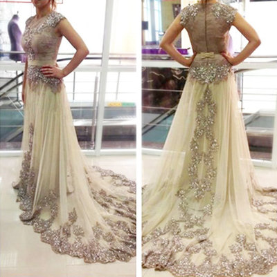 Gorgeous Prom Dresses,Scoop Prom Dresses,Cap Sleeve Prom Dresses,Appliques Prom Dresses,Long Prom Dresses,PD3900266