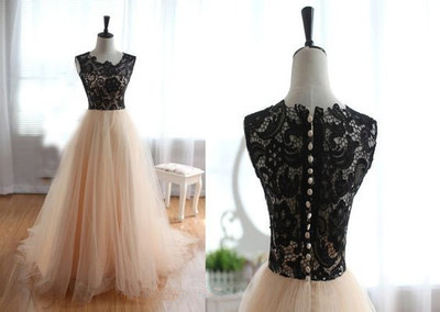 Beautiful Handmade Long Tulle Prom Dress With Lace Applique, Prom Dresses 2016, Party Dresses 2016,PD3900334