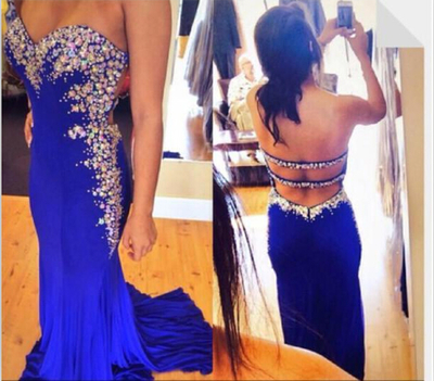 High Quality Handmade Royal Blue Mermaid Prom Dress With Beadings, Royal Blue Prom Gowns, Prom Dresses 2016,PD3900342