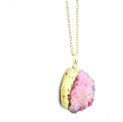 Pink Quartz Gold-Plated Pendant Necklace
