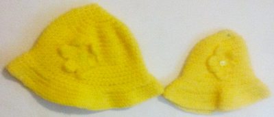 Mother & Toddler Daughter Crochet Wide Brimmed Hat with flower