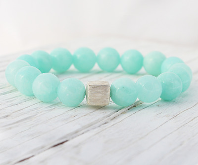 Tiffany Blue Mountain Jade Sterling Silver beaded bracelet