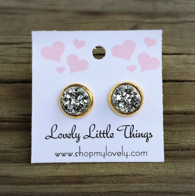 8mm Silver Studs with Gold Setting