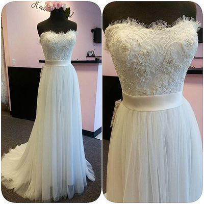 Strapless Lace and Tulle Wedding Dress pwd0018
