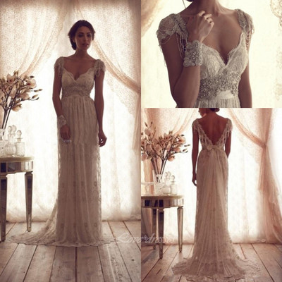 2016 Bohemian Lace Wedding Dress pwd0022