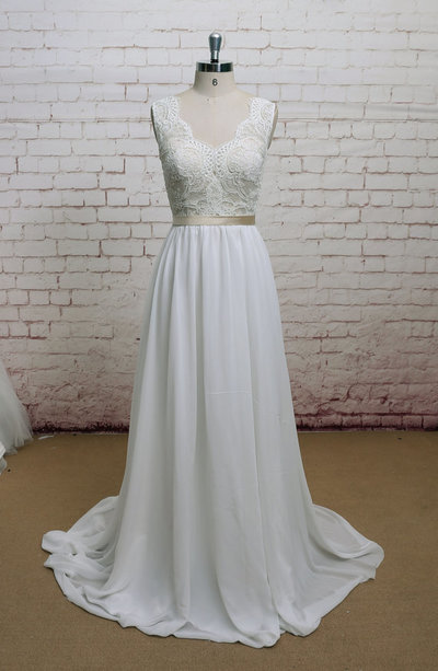 Chiffon Lace Wedding Dress pwd0027