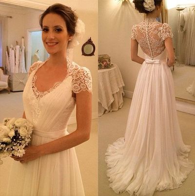 Lace and Chiffon Wedding Dress pwd0038