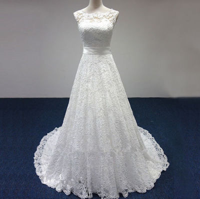 A-line Strapless Lace Wedding Dress pwd0046