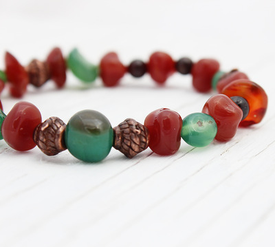 Genuine Vintage Cognac Amber Adventurine bead bracelet