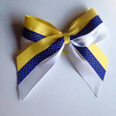 White and Royal with Yellow Glitter and Dots