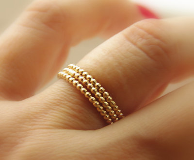 3 Beaded / Dotted 14k Gold Filled Stackable Rings (eternity bands) made to order