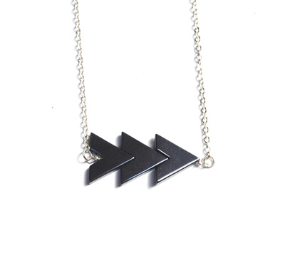 SALE, Chevron Necklace, Silver Hematite Necklace, Chevron Jewelry, Rocks and Minerals, Unisex Necklace