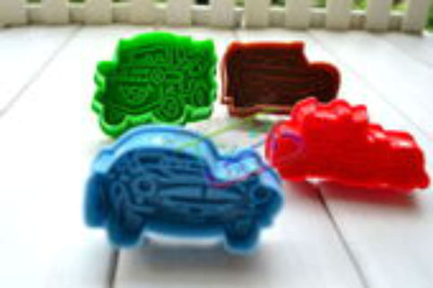Car Cartoon Design Mold 4 Different Design Set 4pcs Cookie / Food Cutter Stamp