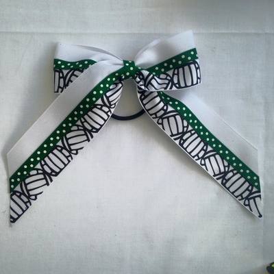 White with Black Volleyballs and Dark Green Dots
