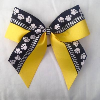Glitter Yellow/Gold with Black and White Paws and Chevron