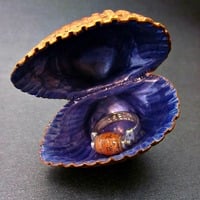 Painted Seashell Display/ Decor Accent in Copper Gold and Periwinkle Blue - Thumbnail 4