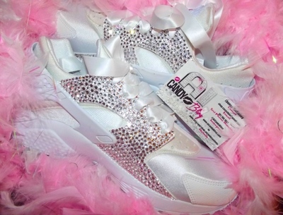 Crystal Swarovski White Nike Huarache Womens Sneakers