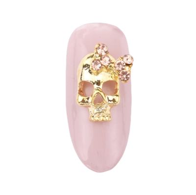 Skull w/ Pink Bow- Gold