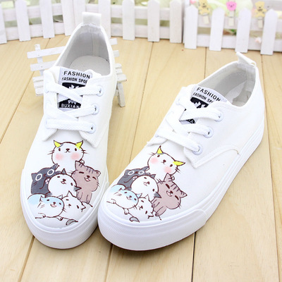 Harajuku cute cat hand-painted shoes