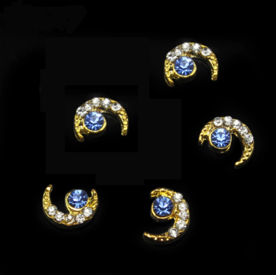 Moon w/ Blue Gem- Gold