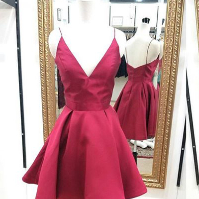 Cute red a-line short homecoming dress with spaghetti straps,cheap prom dress - Thumbnail 5