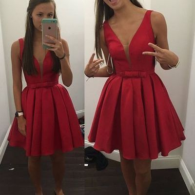 Charming a-line red homecoming dress ,short prom dresses - Thumbnail 5