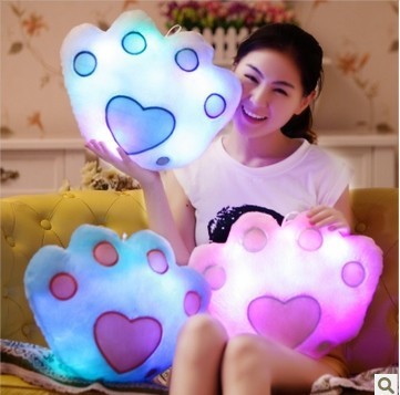 Colorful Body Pillow bear's paw Glow LED Luminous Light Pillow Cushion Soft Relax Gift Smile 3 Colors Body Pillow
