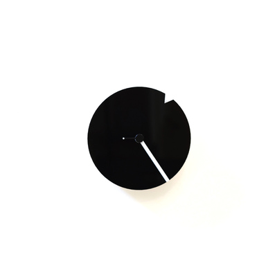 The minimalist - tiny white wood + black acrylic minimalist clock with rotating dial
