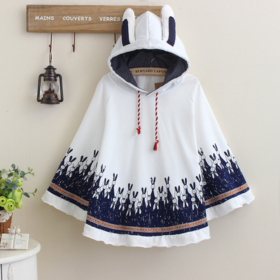 Cute harajuku printing hooded cloak coat