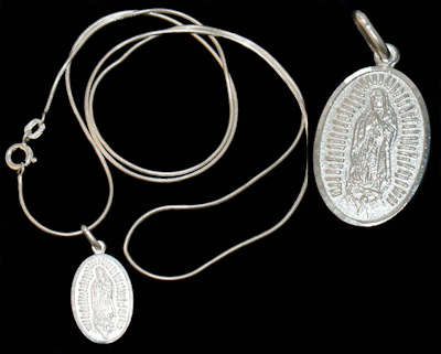 Sterling Silver RGB Necklace 22" with Virgen medal