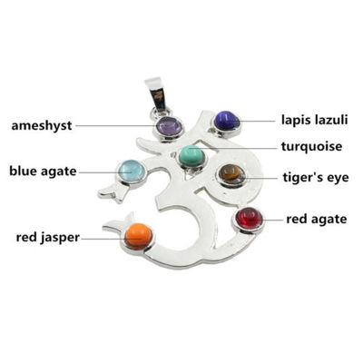Reiki Chakra Healing Silver Pendant Necklace - OM/AUM