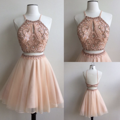 Charming A-line 2 pieces short prom dress,homecoming dresses