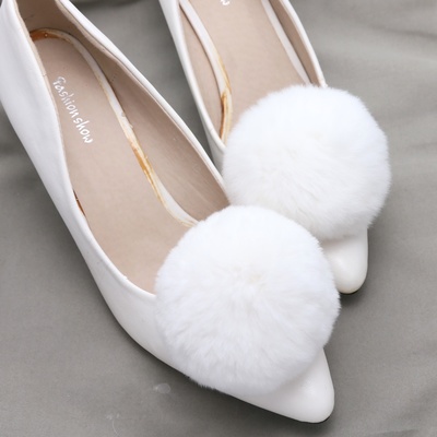 FREE SHIP - Fashion Winter Ladies Boots Pom Ball Faux Rabbit Fur Shoe Clips Pair