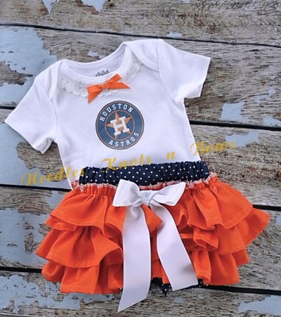 Girls Houston- Astros Game Day Baseball Outfit, Coming Home Outfit, Baby Shower Gift