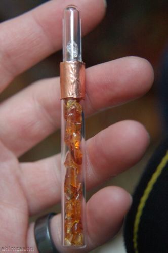 AMBER AND HERKIMER DIAMOND CRYSTAL CHAKRA HEALING WAND