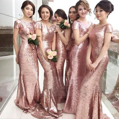 Rose gold bridesmaid dresses, mermaid bridesmaid dresses, cap sleeve bridesmaid dresses, cheap bridesmaid dresses, PD15027