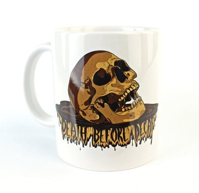 Death Before Decaf Skull Puddle - Coffee Mug