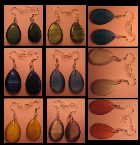 Cats Eye Glass Earrings